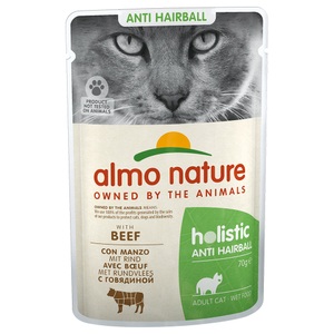 Almo Nature Holistic, Almo Nature Holistic Anti Hairball - 6 x 70 g mit Rind, Almo Nature Holistic Anti-Hairball mit Rind, Nassfutter für Katzen (70g)