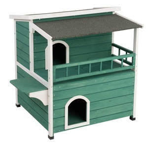 bitiba, Katzenhaus Sonnendach - L 91,5 x B 71 x H 82 cm - grün / weiss, Katzenhaus Sonnendach - L 91,5 x B 71 x H 82 cm - grün / weiss