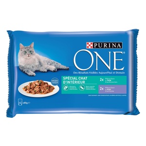 Sparpaket Purina ONE Junior 12 x 85 g - Indoor Thunfisch und Kalbfleisch
