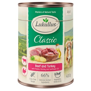 Lukullus, Sparpaket Lukullus Naturkost 24 x 400 g - Adult Rind & Truthahn (getreidefrei)