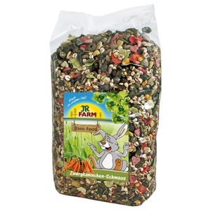 JR Farm, 6-teiliges Mixpaket von JR Farm: Futter, Heu, Kräutermischung und Snack - Set aus Futter, Ergänzung, Heu und Snack, JR Farm Zwergkaninchen-Schmaus - 2,5 kg