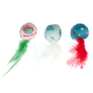 TIAKI, TIAKI Festliche Federbälle für Katzen - 3er Pack, TIAKI Festliche Federbälle für Katzen - 3er Pack