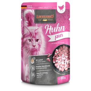 LEONARDO, Leonardo Finest Selection Pouch 16 x 85 g - Huhn pur, Leonardo Cat Food Nassfutter Huhn Pur, 85 g