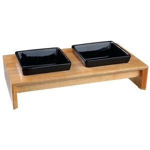 Trixie, Trixie Napf-Set, Keramik/Holz - Sparset: 4 x 400 ml, Trixie Napf-Set, Keramik/Holz - 2 × 400 ml
