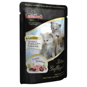 LEONARDO, Leonardo Finest Selection Pouch 16 x 85 g - Kitten Geflügel, Leonardo Cat Food Nassfutter Kitten Geflügel, 85 g