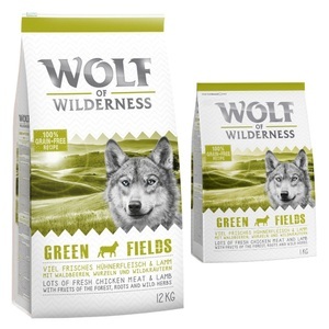 Wolf of Wilderness, 12 + 2 kg gratis! 14 kg Jubiläumsedition Wolf of Wilderness - ´´Green Fields´´ - Lamm, Wolf of Wilderness Adult 