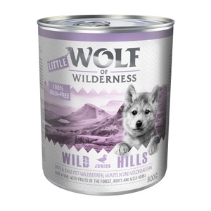 Wolf of Wilderness, Little Wolf of Wilderness Junior 6 x 800 g - Blue River - Huhn & Lachs, Wolf of Wilderness Junior - Duo-Protein 6 x 800 g - Blue River - Huhn & Lachs