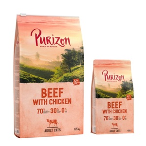 Purizon Cat, Sparpaket 2 x 6,5 kg Purizon - getreidefrei - Adult Rind & Huhn, Purizon Original Rind mit Huhn - getreidefrei - 6,5 kg
