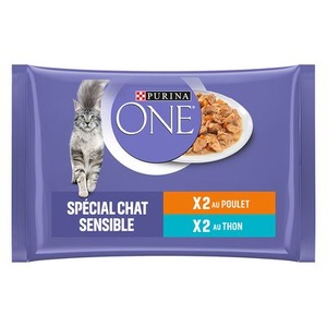 Sparpaket PURINA ONE 8 x 85 g - Sensitive Huhn und Thunfisch