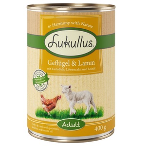 Lukullus, Lukullus Naturkost Einzeldose 1 x 400 g - Geflügel & Lamm (getreidefrei), Lukullus Naturkost Einzeldose 1 x 400 g - Geflügel & Lamm (getreidefrei)