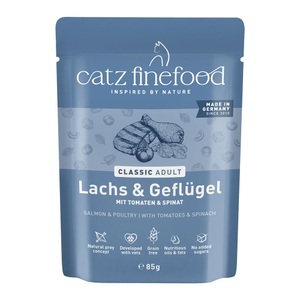 catz finefood, Sparpaket catz finefood 64 x 85 g - Lachs & Geflügel, catz finefood 8 x 85 g - Lachs & Geflügel