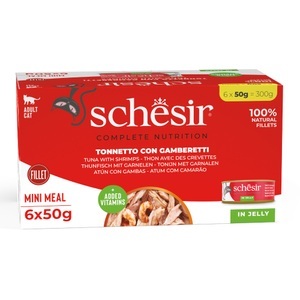 Schesir, Sparpaket Schesir Small in Gelee 24 x 50 g - Thunfisch mit Garnelen, Schesir 6x50g