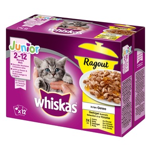 Whiskas, Megapack Whiskas Junior Frischebeutel 48 x 100 g - Ragout Geflügelauswahl (48 x 85 g), 