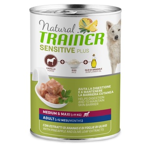 TRAINER, Trainer Hundefutter Sensitive No Gluten Medium & Maxi Adult Pferd 400g, Natural Trainer Sensitive Plus Adult 1 x 400 g - 400 g Pferd & Reis