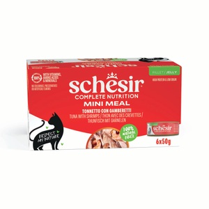 Schesir, Sparpaket Schesir Small in Gelee 24 x 50 g - Thunfisch mit Garnelen, Schesir 6x50g