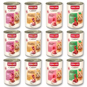 Animonda Carny, Sparpaket: Animonda Carny Adult 12 x 400 g - Mix: Geflügel & Rind, animonda Carny Nassfutter Katze Adult, Mixpaket Fleischauswahl 12x400 g Mixpaket 2