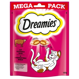 Dreamies, Dreamies Katzensnacks Mega Pack 180 g - Sparpaket Rind (4 x 180 g), Dreamies Katzensnacks Mega Pack - Rind (180 g)