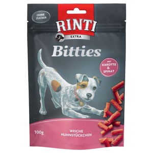 RINTI, RINTI Extra Bitties 100 g - Huhn mit Karotte & Spinat, Rinti Bitties Karotte mit Spinat für Hunde (100g)