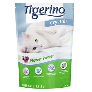 Tigerino, Tigerino Crystals Flower-Power Katzenstreu - 6 x 5 l - Sparangebot!, 5 + 1 gratis! Tigerino Crystals Katzenstreu 6 x 5 l - Blütenduft
