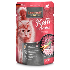LEONARDO, Leonardo Kalb & Gemüse 85g, Leonardo Cat Food Nassfutter Kalb & Gemüse, 85 g
