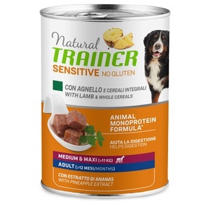 TRAINER, Trainer Hundefutter Sensitive No Gluten Medium & Maxi Adult Lamm 400g, Natural Trainer Sensitive No Gluten Adult 1 x 400 g - 400 g Lamm & Vollkorngetreide