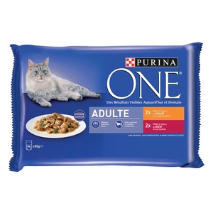 Purina One, Sparpaket PURINA ONE 8 x 85 g - Adult Huhn und Rind