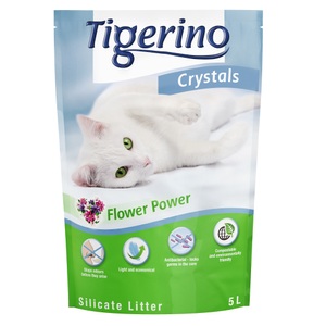 Tigerino, Sparpaket: 3 x 5 l Tigerino Crystals Katzenstreu - Crystals Flower-Power, Tigerino Crystals Katzenstreu - Blütenduft - 5 l