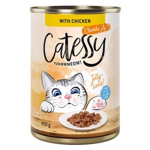 Catessy, Sparpaket Catessy Häppchen in Sauce oder Gelee 24 x 400 g - mit Huhn in Gelee, Catessy Häppchen in Sauce oder Gelee 12 x 400 g - mit Huhn in Gelee