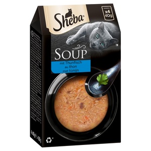 Sheba, Sheba Classic Soup mit Thunfischfilet 4x40g, Sheba Classic Soup Geschnetzeltes in der Suppe