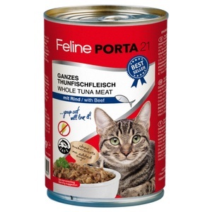 Porta 21, Feline Porta 21 Katzenfutter 6 x 400 g - Thunfisch mit Rind, Feline Porta 21 6 x 400 g - Thunfisch mit Rind (getreidefrei)