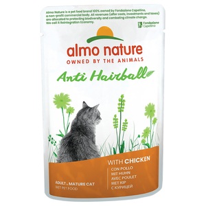 Almo Nature Functional, Almo Nature Anti Hairball Pouch mit Huhn - 6 x 70 g, Almo Nature Holistic Anti-Hairball mit Huhn, Nassfutter für Katzen (70g)