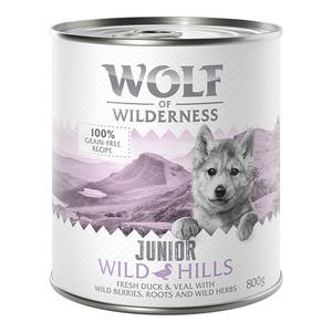 Wolf of Wilderness, Little Wolf of Wilderness Junior 6 x 800 g - Wild Hills - Ente & Kalb, Wolf of Wilderness Junior - Duo-Protein 6 x 800 g - Wild Hills - Ente & Kalb