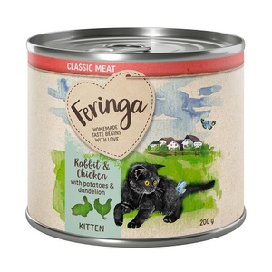 Feringa, Sparpaket Feringa Menü Kitten 24 x 200 g - Kaninchen & Huhn, Feringa Classic Meat Menü Kitten 6 x 200 g - Kaninchen & Huhn
