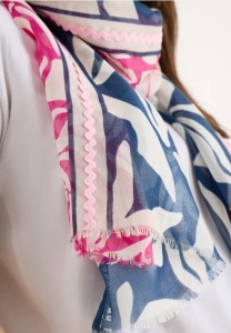 CECIL, Cecil Damen Schal mit Print und Tapedetail in Blau, Gr: One size