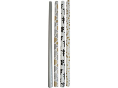 CONFORAMA, Geschenkpapier X-MASS1 goldfarben, weiss