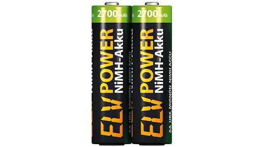 ELV, ELV Power NiMH-Akku Mignon Typ 2700, 2500 mAh, 2er Pack, ELV Power NiMH-Akku Mignon Typ 2700, 2500 mAh, 2er-Pack