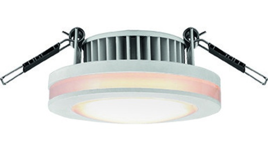 Heitronic, LED-Einbaustrahler Artemis 6 W weiß, Heitronic 6-W-LED-Einbaustrahler rund mit LED-Lichtstreifen, IP44, weiß