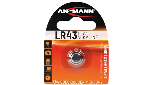 Ansmann, LR43, Batterie, Ansmann Alkaline-Knopfzelle, Typ AG-12, LR43
