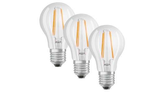 Osram, OSRAM LED-Lampe E27 Classic Fil. 840 7W klar 3er, OSRAM 3er-Set LED PROMO 7-W-Filament-LED-Lampe E27, neutralweiß, klar