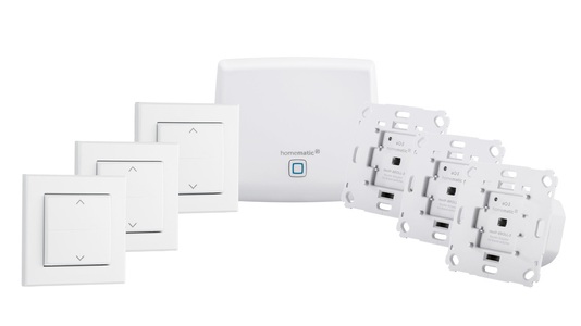 Homematic IP, Homematic IP Set Beschattung Plus mit Access Point, 3x Rollladenaktor, 3x Tasterwippe, Homematic IP Set Beschattung Plus mit Access Point, 3x Rollladenaktor, 3x Tasterwippe