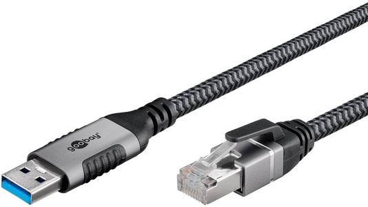 Goobay, Ethernet-Kabel USB-A 3.2 Gen1 Stecker > RJ-45 Stecker, LAN-Adapter, goobay Ethernet-Kabel USB-A 3.0 auf RJ45, 5 m