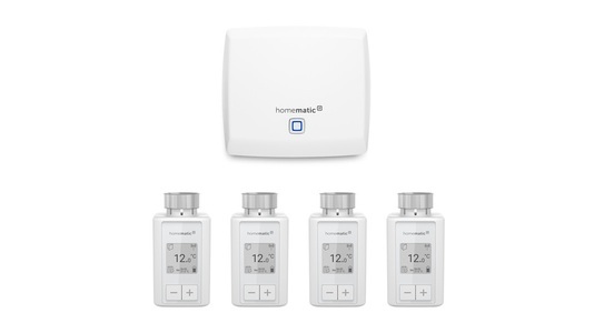 Homematic IP, Homematic IP Set Raumklima mit Access Point,, Homematic IP Set Raumklima mit Access Point, 4x Heizkörperthermostat Flex
