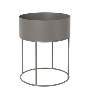 ferm living, Ferm Living-Plant Box Round, Warm Grey, Blumenkasten Plant Box Round metall grau / Ø 40 x H 50 cm - Ferm Living grau en metall
