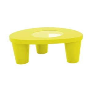 SLIDE, Low Lita Couchtisch - Slide gelb en glas/plastikmaterial, Couchtisch Low Lita glas plastikmaterial gelb / 90 x 74 cm - Slide gelb en plastikmaterial