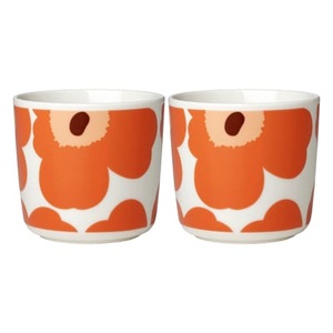 Marimekko, Unikko Kaffeetasse / Ohne Henkel - 2er-Set - Marimekko orange en keramik, Kaffeetasse Unikko keramik orange / Ohne Henkel - 2er-Set - Marimekko orange en keramik