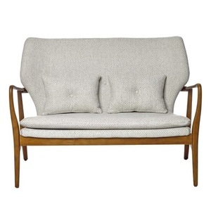 Pols Potten, Peggy Sofa / 2-Sitzer - L 124 cm - Pols Potten weiß/beige/holz natur en textil/holz, Sofa Peggy textil weiß beige holz natur / 2-Sitzer - L 124 cm - Pols Potten holz natur en holz