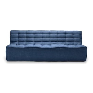 Ethnicraft, N701 Sofa / 3-Sitzer - l 210 cm / Stoff - Ethnicraft blau en textil, Sofa N701 textil blau / 3-Sitzer - l 210 cm / Stoff - Ethnicraft blau en textil