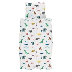 SNURK, Paper Zoo Bettwäsche-Set für 1 Person / 140 x 200 cm - Snurk bunt en textil, Bettwäsche-Set für 1 Person Paper Zoo textil bunt / 140 x 200 cm - Snurk bunt en textil