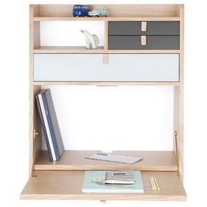 Harto, Gaston Wand-Schreibtisch / mit herunterklappbarer Arbeitsplatte - L 60 x H 72 cm - Hartô grau en holz, Wand-Schreibtisch Gaston holz grau / mit herunterklappbarer Arbeitsplatte - L 60 x H 72 cm - Hartô grau en holz