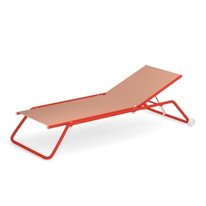 Emu, Snooze Verstellbare Sonnenliege / Stapelbar – auf Rollen - Emu orange en textil, Schrägstellbarer Liegestuhl mit Rollen Snooze metall orange / Stapelbar ? auf Rollen - Emu orange en metall